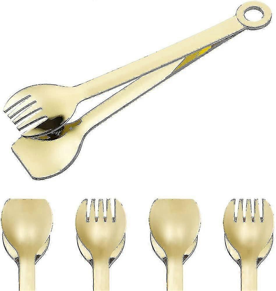 Set Mit 4 Vergoldeten Kleinen Servierzangen - Mini-vorspeisenzangen Aus Edelstahl