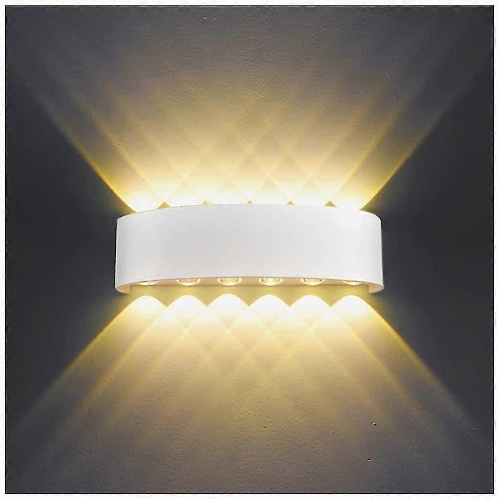 12-w-led-wandleuchte Für Den Innenbereich, Weiß, Moderne Wandleuchte, Ip65 Wasserdichte Aluminium-außenwandleuchte, Nach Oben Und Unten Gerichteter Spot Für Wohnzimmer, Schlafzimmer, Flur Und Treppenh