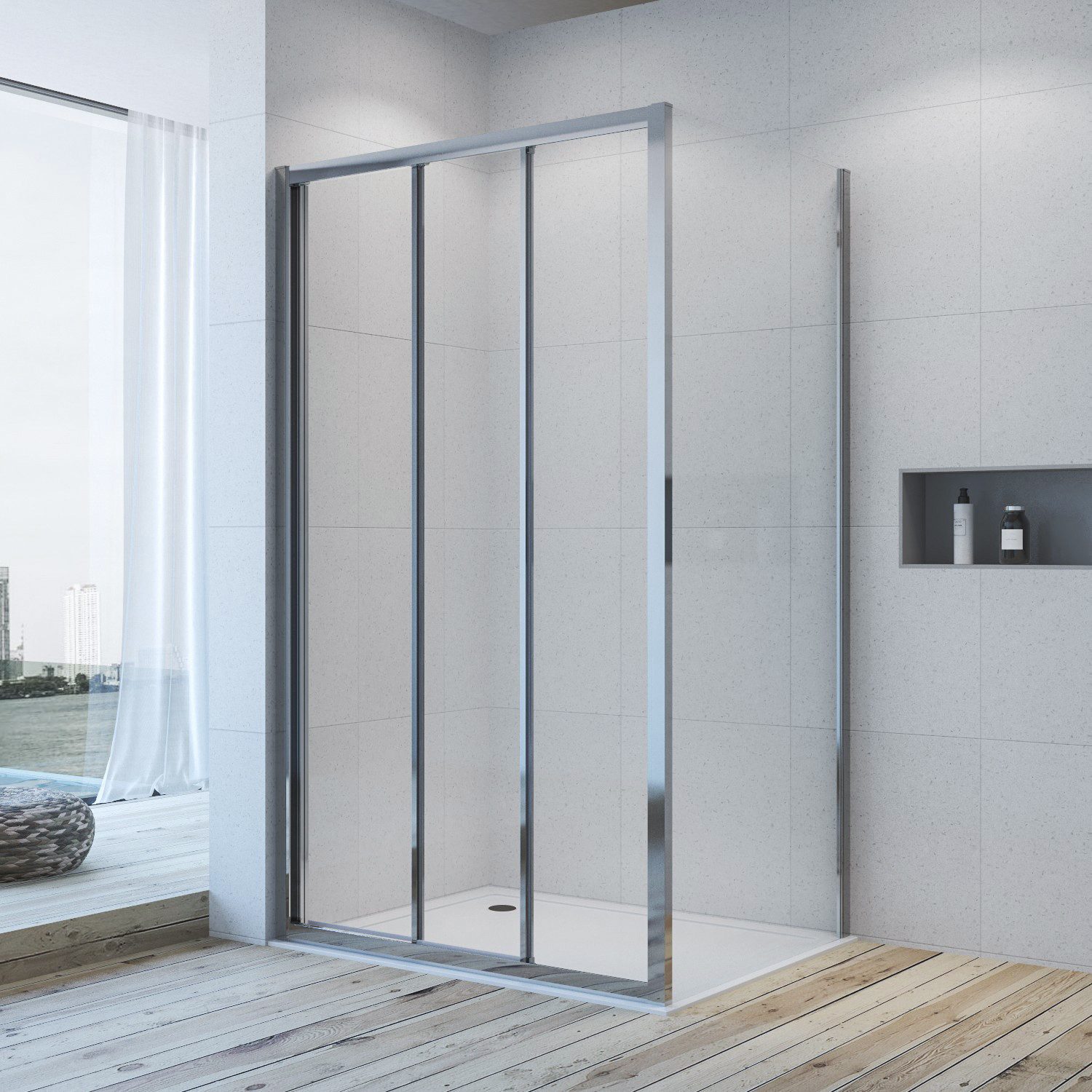 Aquabatos Eck-duschkabine 95 X 90 X 195 Cm Duschabtrennung Schiebetür Eckeinstieg Duschtür Mit Seitenwand Aus 6 Mm Sicherheitsgals Eckdusche
