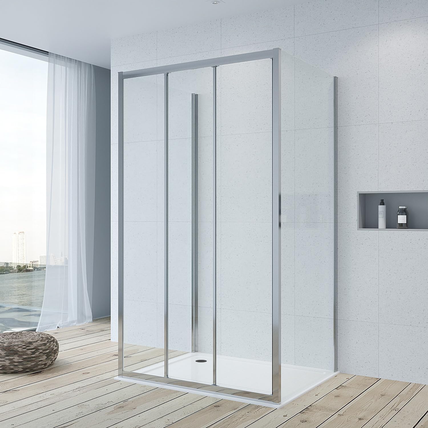 U-formige Duschkabine Mit Schiebetür 6 Mm Sicherheitsglas Bad Duschabtrennung Duschtür Mit Seitenwand 95 X 90 X 195 Cm Duschwand Eckdusche