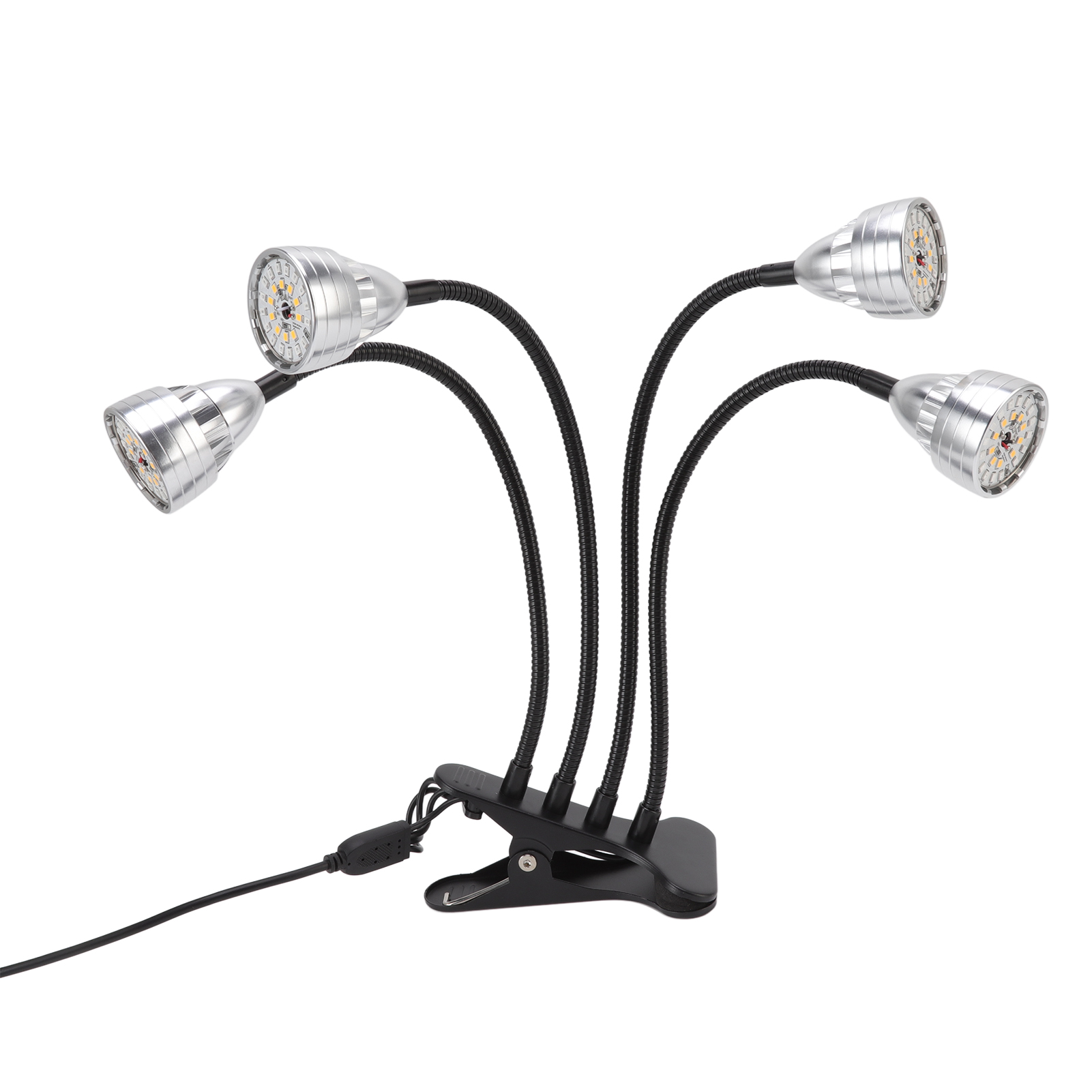 4-flammige Led-pflanzenlampe Aus Aluminiumlegierung, Flexibel, Verstellbar, Mit Usb-klemme Für Zimmerpflanzen