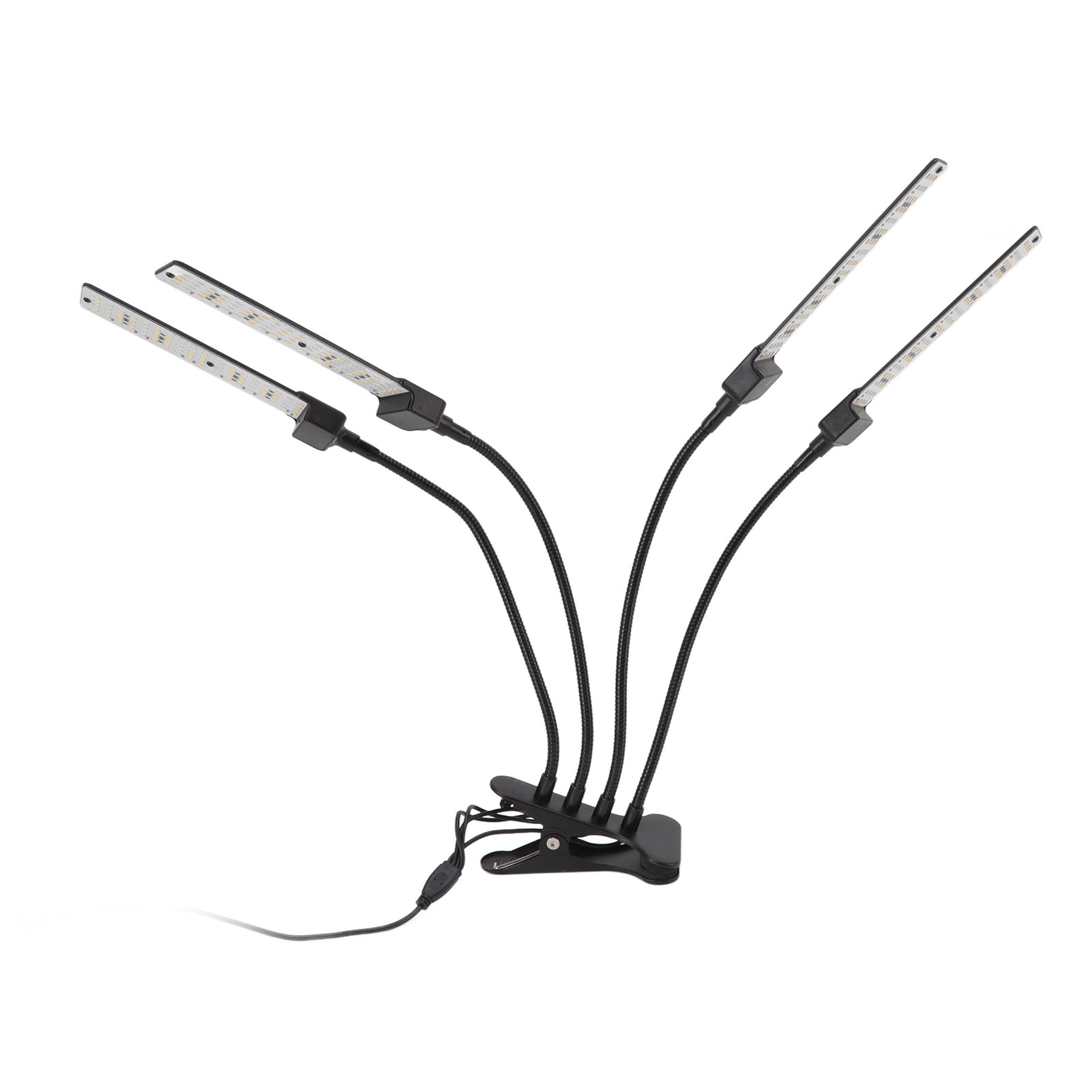 4-köpfige Led-pflanzenlampe, Flexibel, Vollspektrum, 5-stufiger Dimmer, Mit Timer, Klemme, 100-240 V, Eu-stecker.