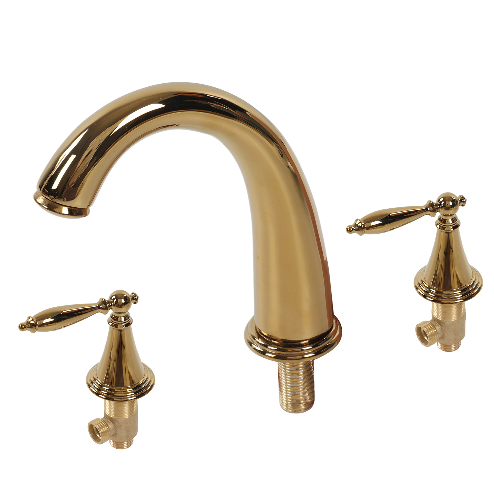 Doppelgriff-mischbatterie Aus Massivem Messing, Dreiloch-waschtischarmatur, Europäischer Stil, Badezimmer, Gold.