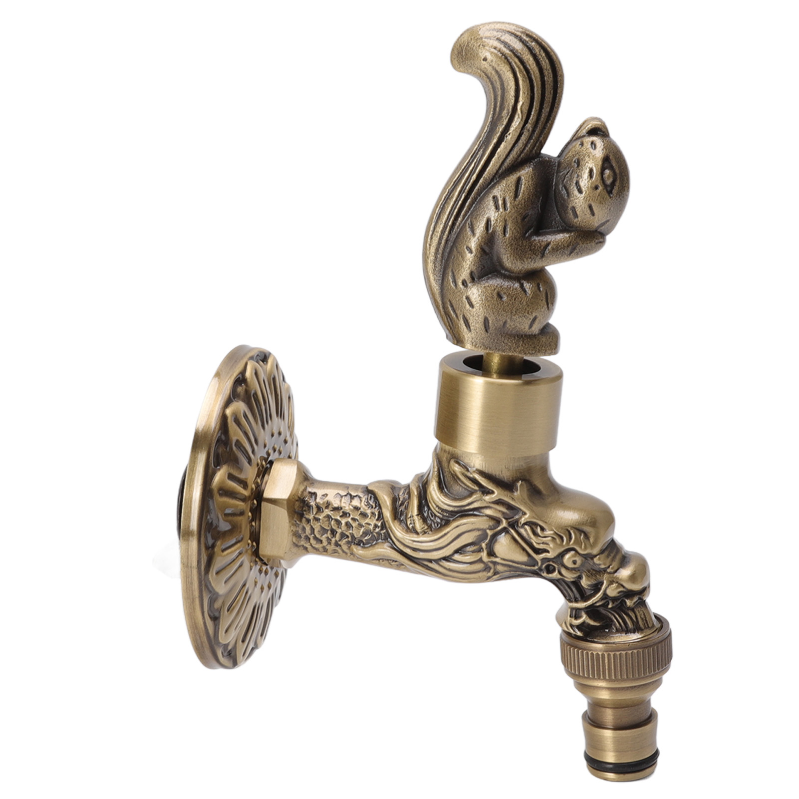 Kupferwasserhahn, G1/2 Innengewinde, Heimdekoration Für Badezimmerwaschbecken Und Waschbecken, Eichhörnchen- Und Drachenmuster.