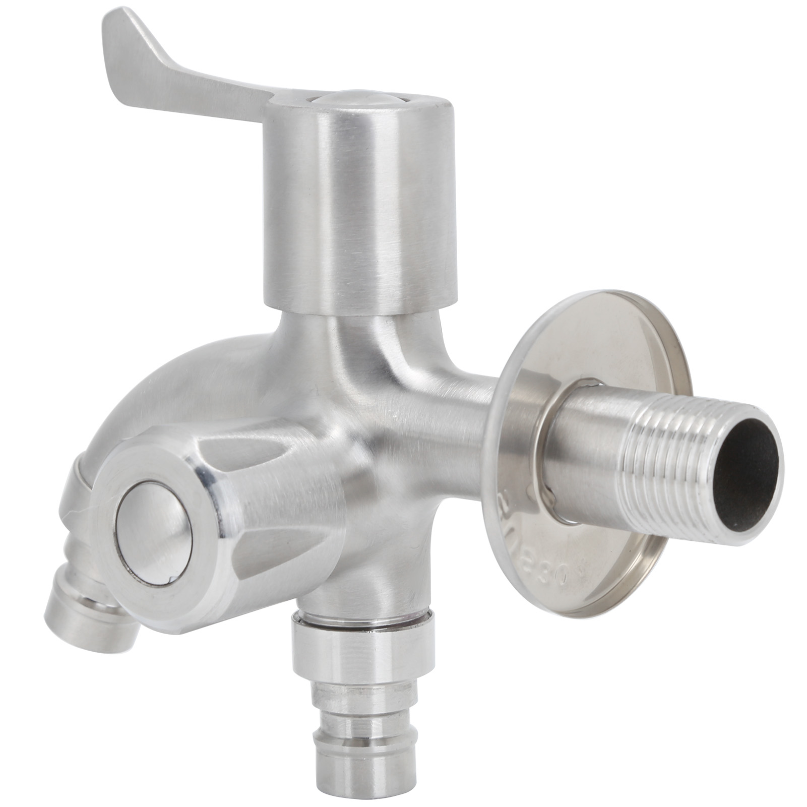 Doppelwasserhahn Mit G1/2 Außengewinde, Edelstahl, Für Garten, Waschmaschine Und Außenbereich.