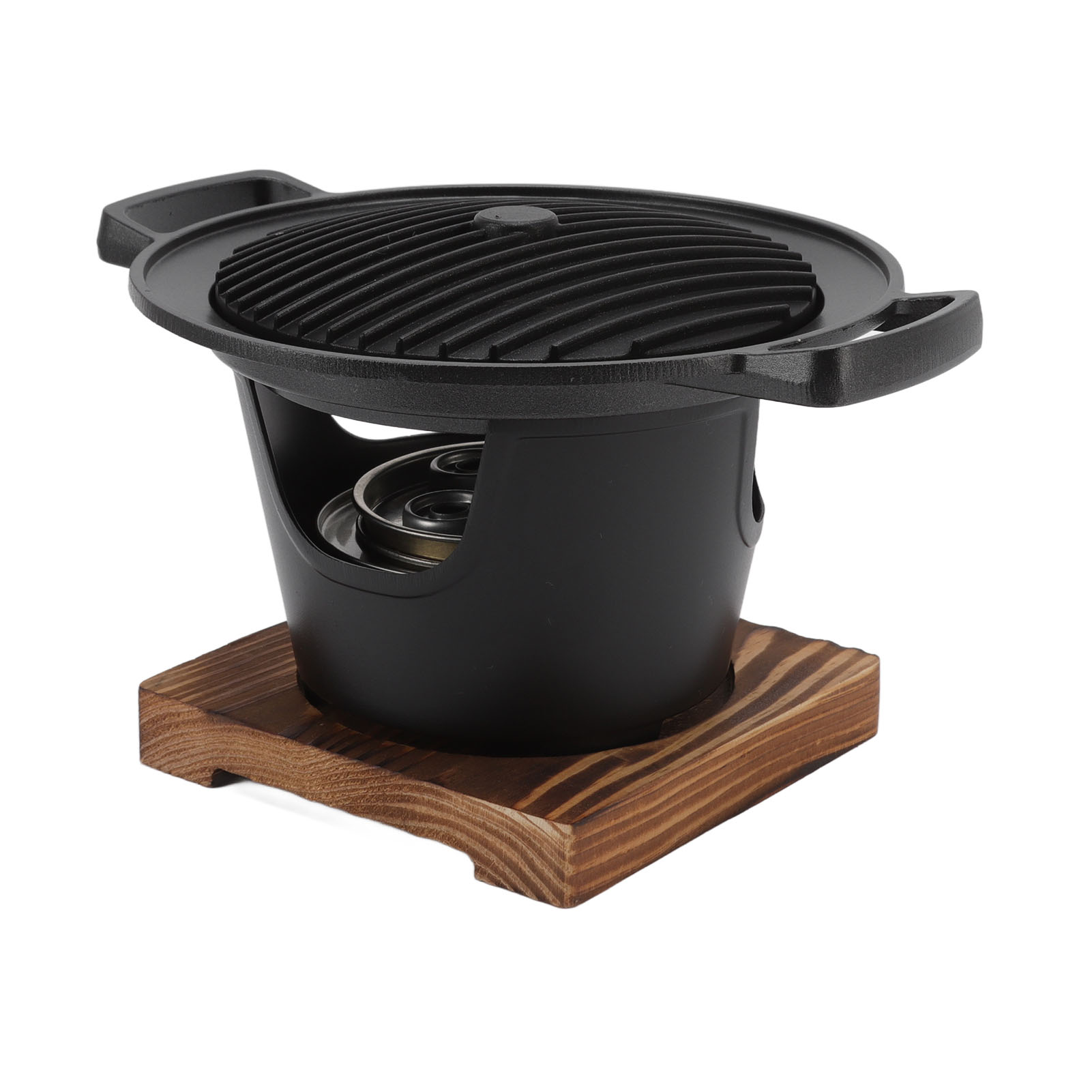Rauchfreier Hibachi-grill, Holzrahmen, Aluminiumlegierung, Einfache Montage, Tragbarer Holzkohlegrill Für Camping Und Zuhause