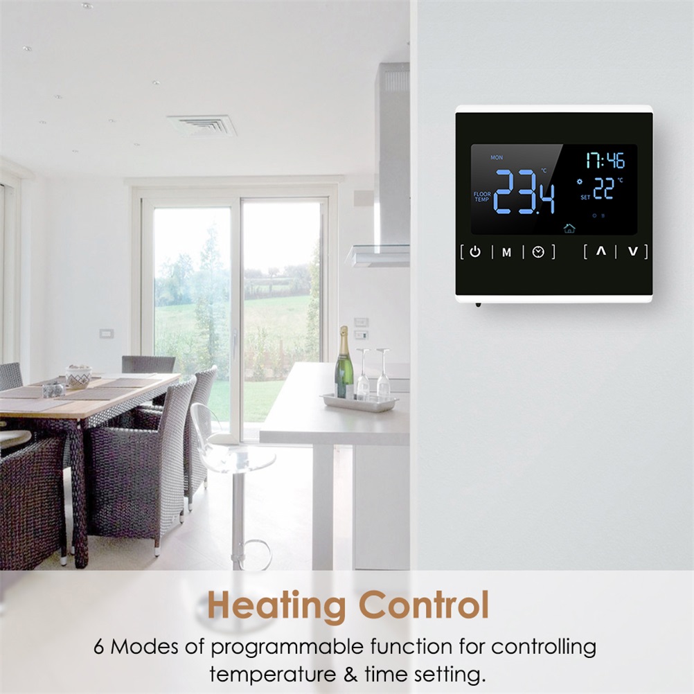Intelligenter, Programmierbarer Touchscreen-thermostat Mit Übersichtlichem Display Für Komfortables Heizen Und Gut Lesbare Anzeige Im Haus