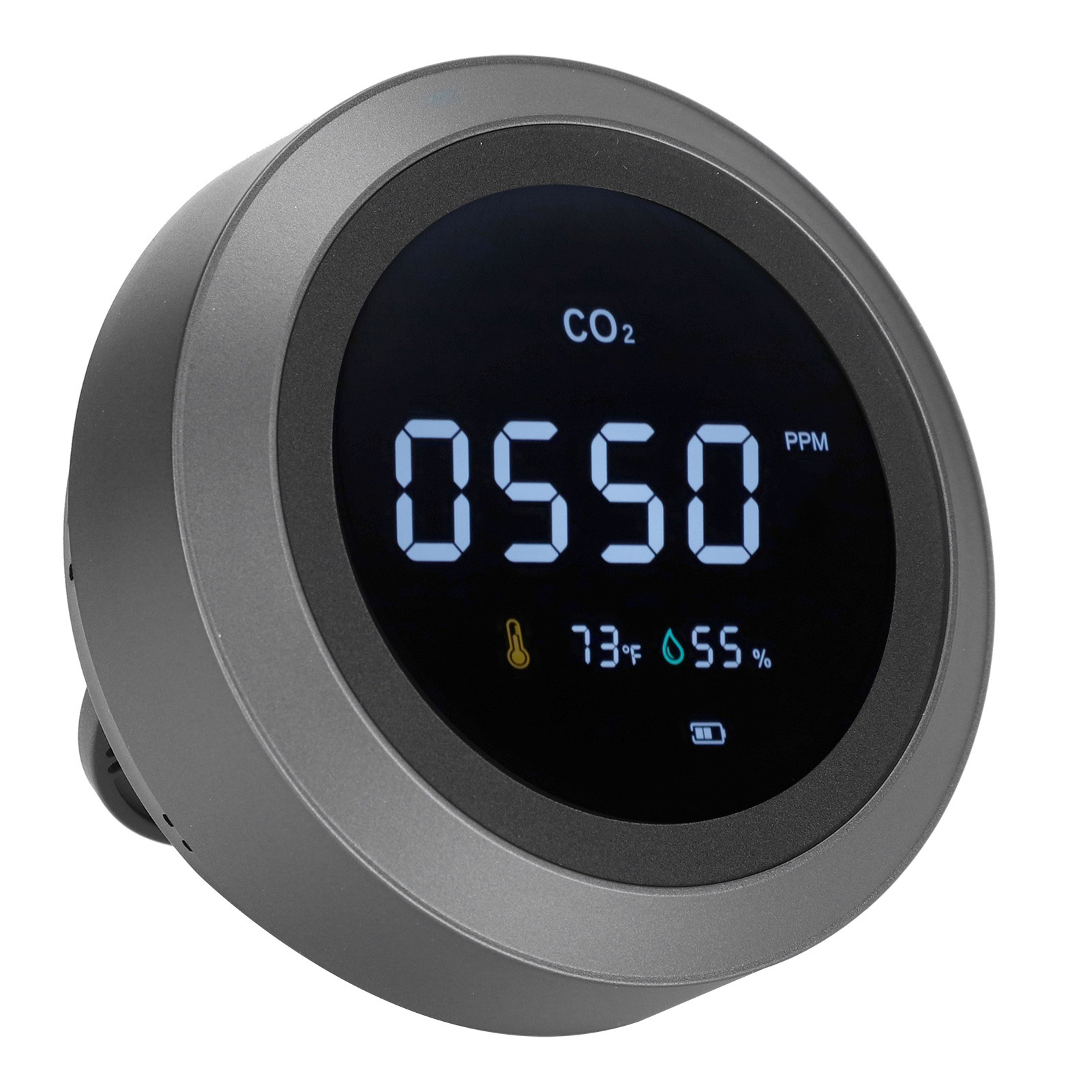 Tragbarer, Intelligenter Wlan-co₂-detektor, Luftqualitätsmonitor, Temperatur- Und Feuchtigkeitsmesser, Schwarz