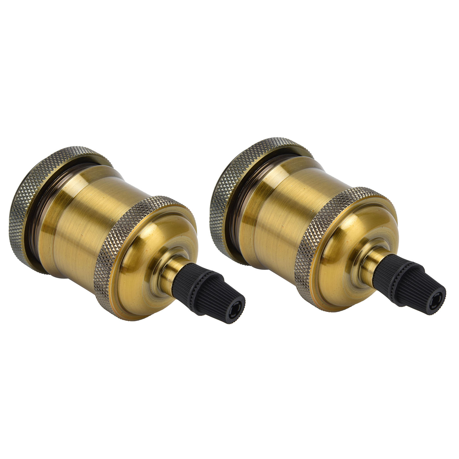 2x Retro-lampenfassung, Antik-aluminiumhalter, Diy-zubehör Für E26/e27-glühbirnen, Gelbbronze-finish