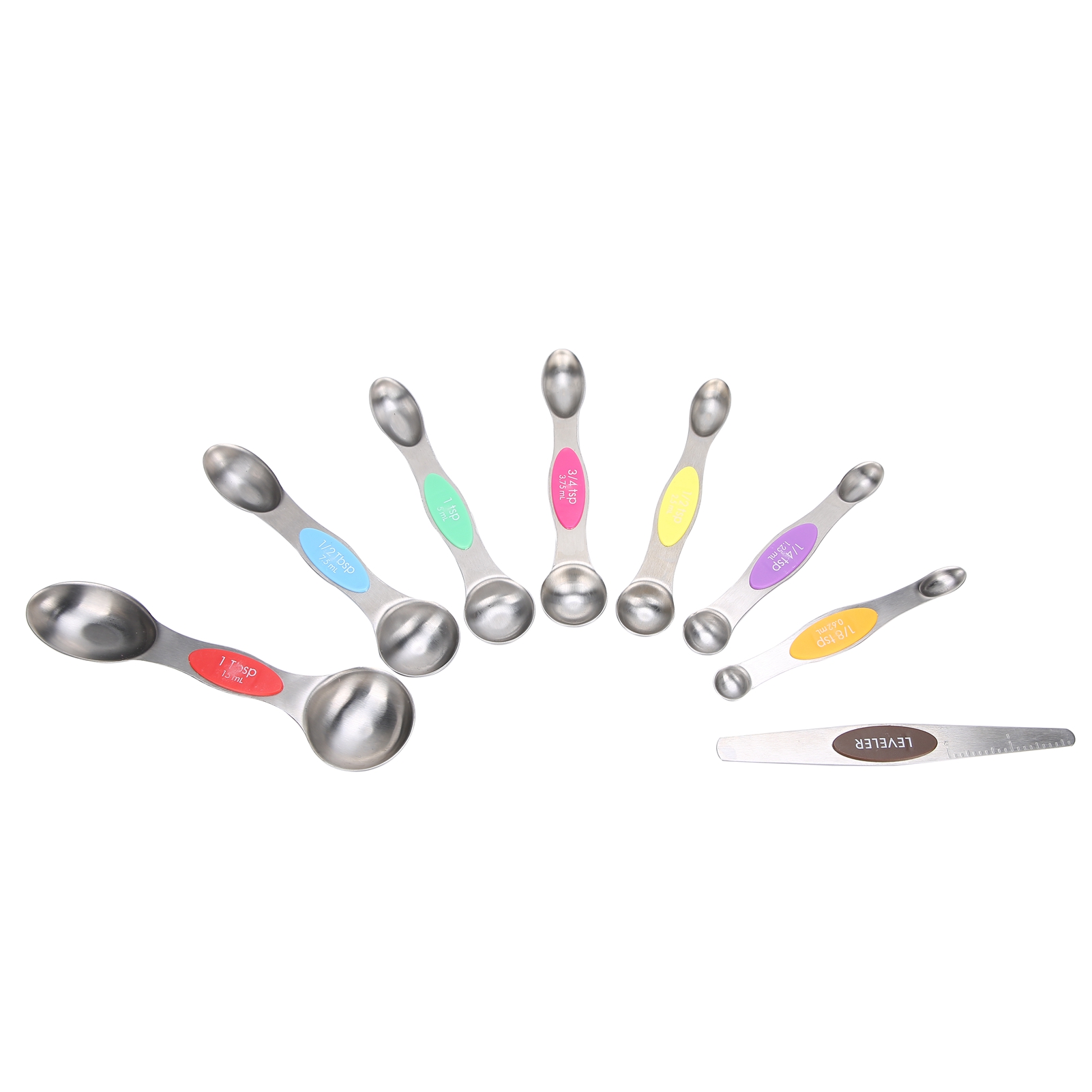 Set Aus Magnetischen, Doppelseitigen Messlöffeln Aus Edelstahl Zum Backen, Würzen Und Als Küchenutensil
