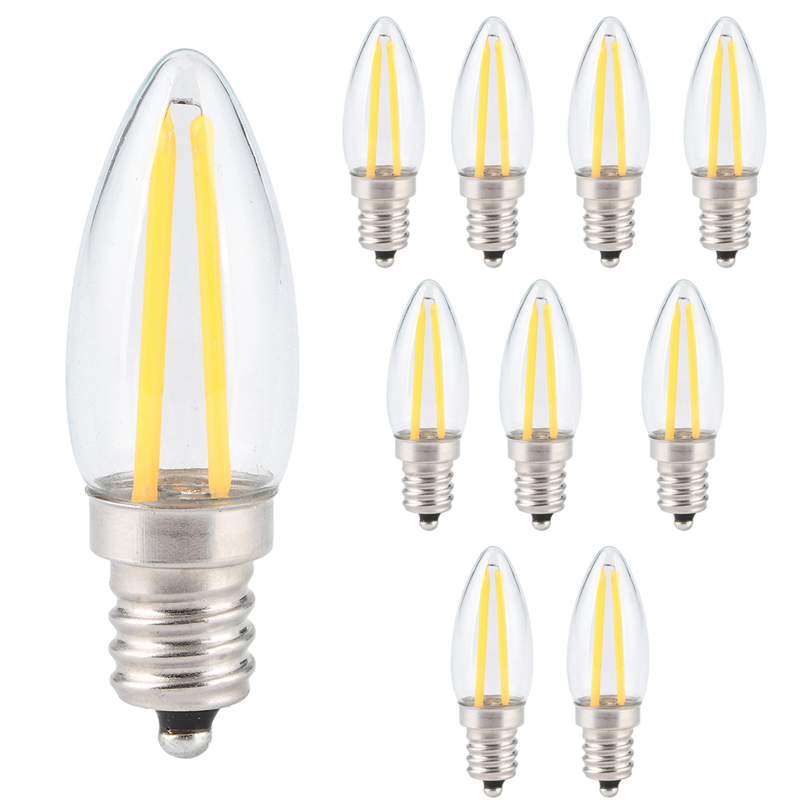 10 E12 Led-glühlampen Mit Langem Glühfaden, 1,5 W, 110 V Wechselstrom, Dimmbare Dekorationslampen, 10er-packung Für Die Wohnraumbeleuchtung