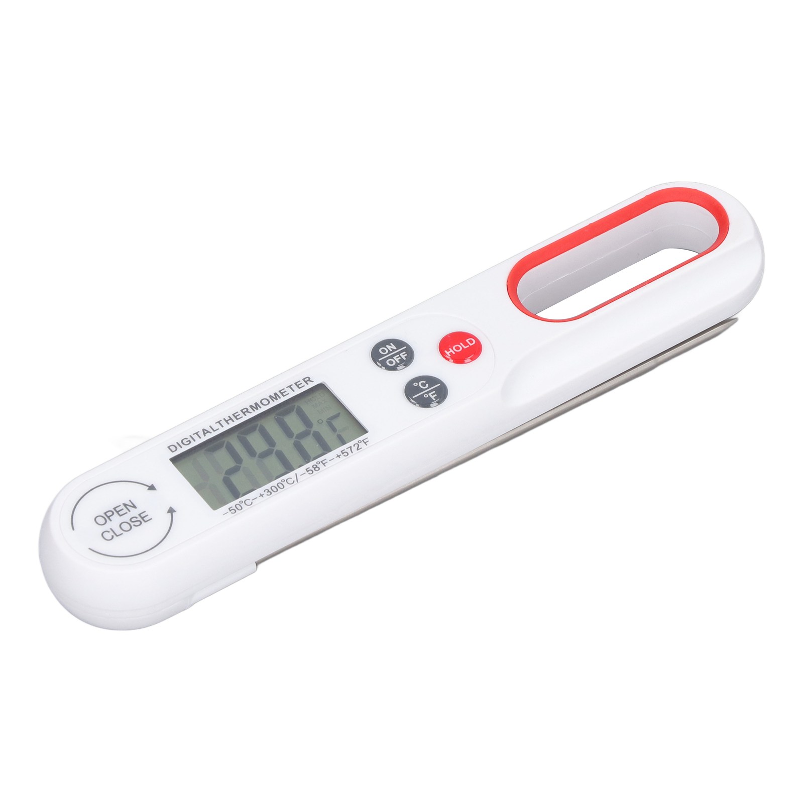 Weißes Digitales Lebensmittelthermometer, Präzise Sofortmessung, Faltbar, Zum Grillen Und Kochen, Inklusive Batterie