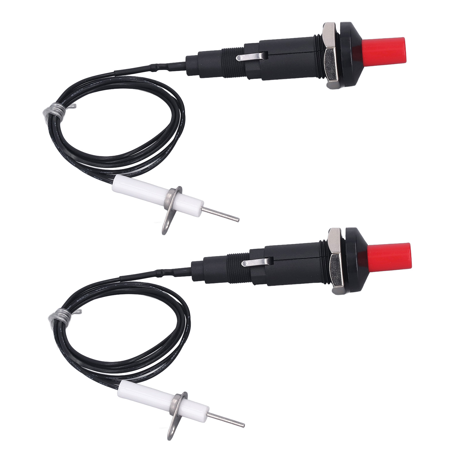 Set Aus 2 Piezozündern, 1 Ausgang, 2 Druckknöpfe Mit Zündnadel, 1 M Kabel, Piezoelektrische Zündung Für Kamin, Backofen, Heizkörper, Küche.