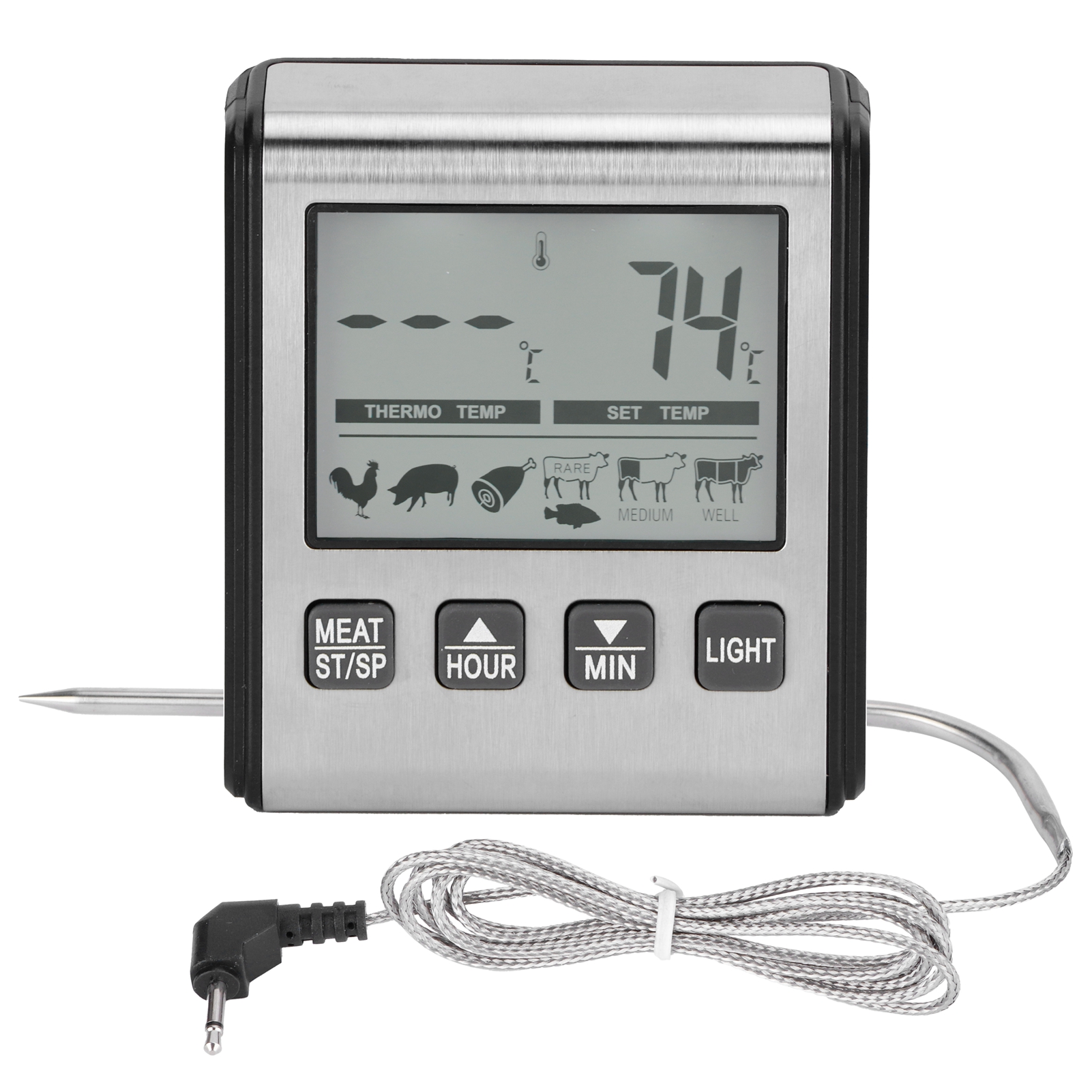Digitales Grillthermometer Mit Temperaturalarm, Klappbarem Fleischfühler, Präziser Grillfunktion