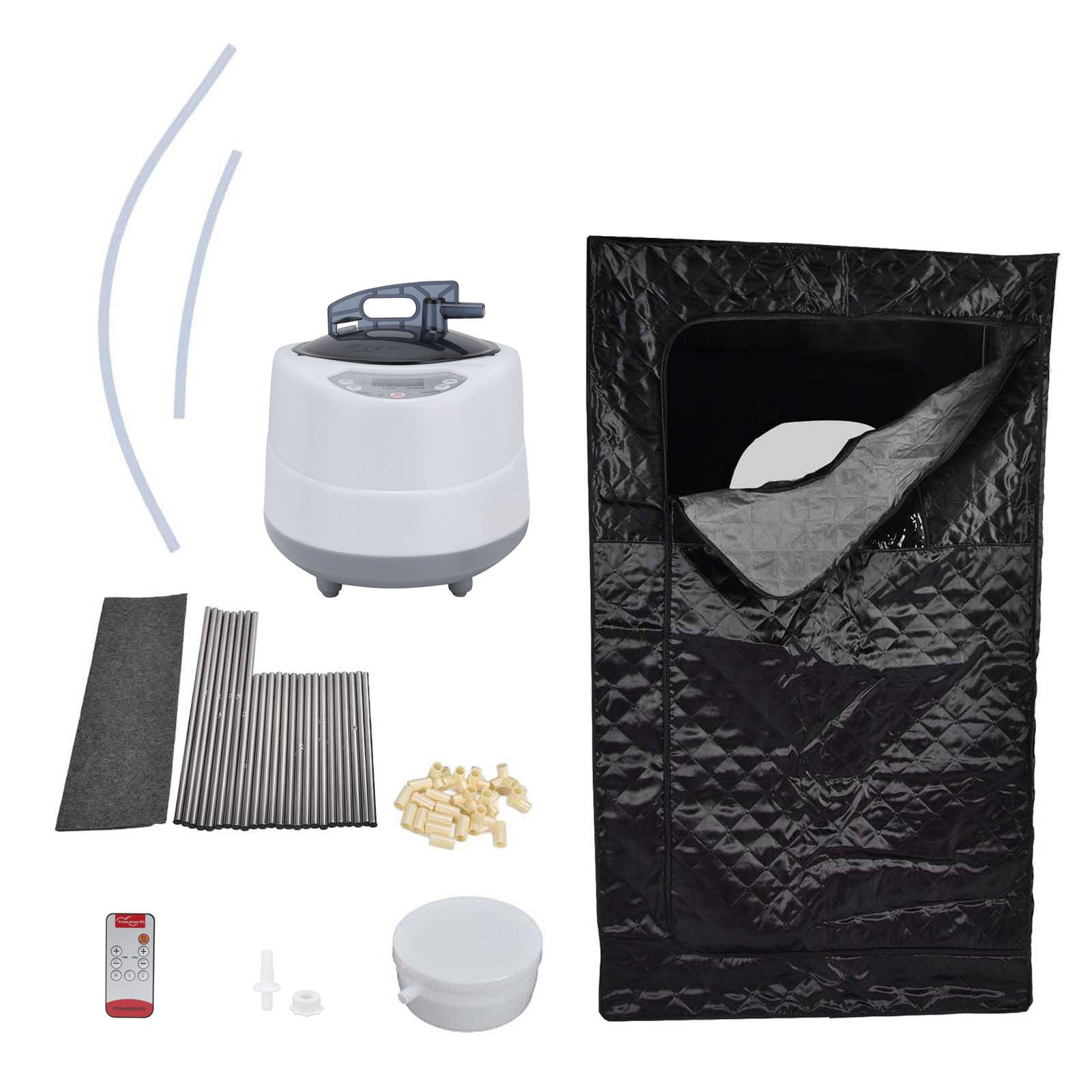 Tragbarer Dampfsauna-generator Für Zuhause (1000 W, 2,0 L), 1-9 Geschwindigkeitsstufen, Timer (0-99 Min.), Eu-stecker, Ac 220-240 V