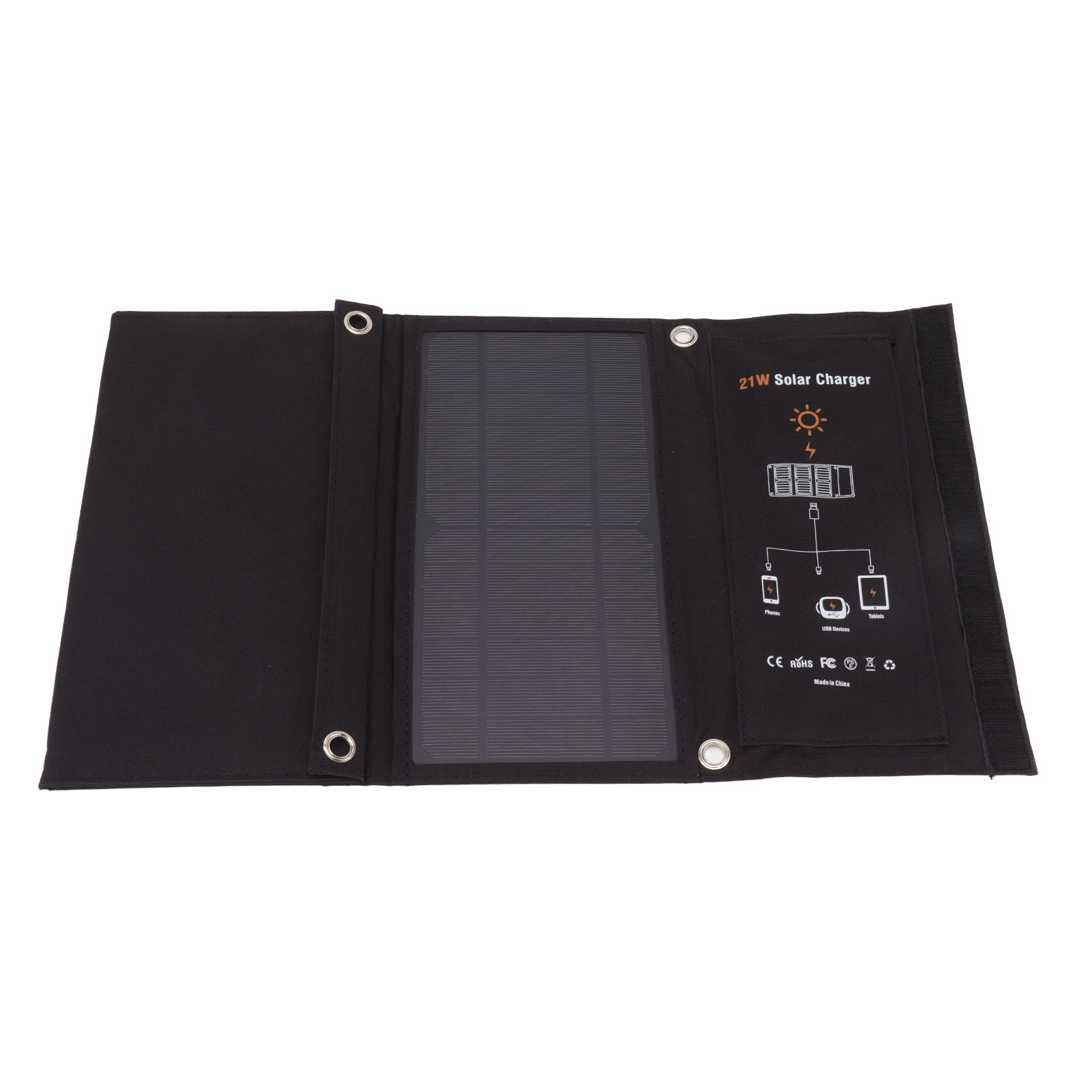 Schwarzes, Faltbares 21-w-solarpanel, Tragbares Solarladegerät Mit Zwei Usb-anschlüssen Für Outdoor-aktivitäten Wie Wandern Und Camping