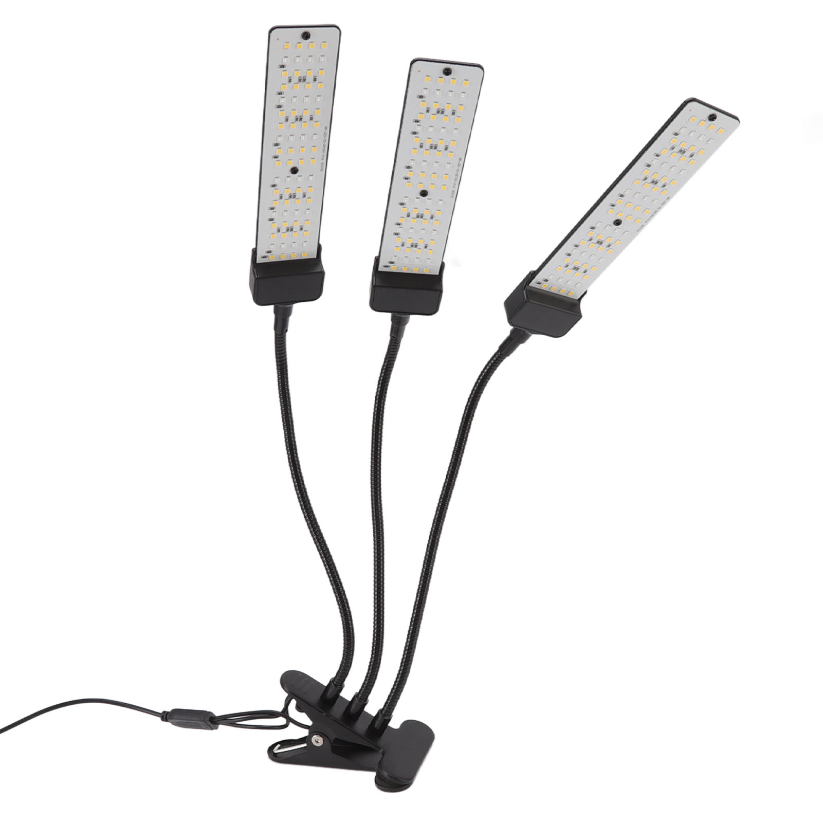 Ansteckbare Led-pflanzenlampe Mit Schwanenhals, Drei Leuchtenköpfen, Vollspektrum Und Timer Für Sukkulenten, 100–240 V Eu-stecker