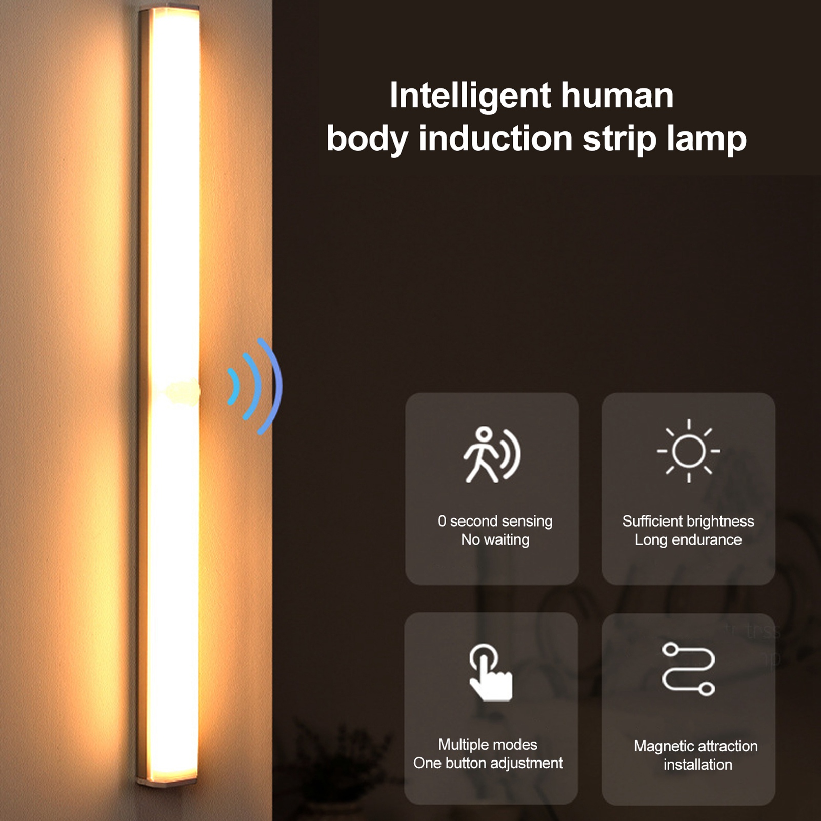 Intelligenter Led-lichtstreifen Mit Bewegungsmelder, Kabellos Wiederaufladbar, Für Kleiderschrank Und Garderobe.