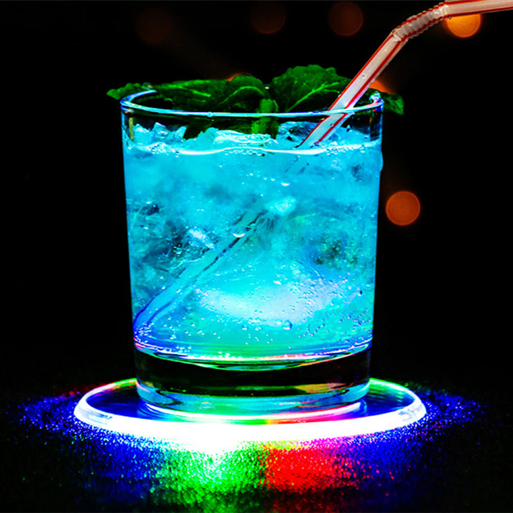 Set Mit 3 Led-beleuchteten Untersetzern Aus Hochwertigem Kristallacryl Für Cocktailgläser, Bar Und Barkeeper