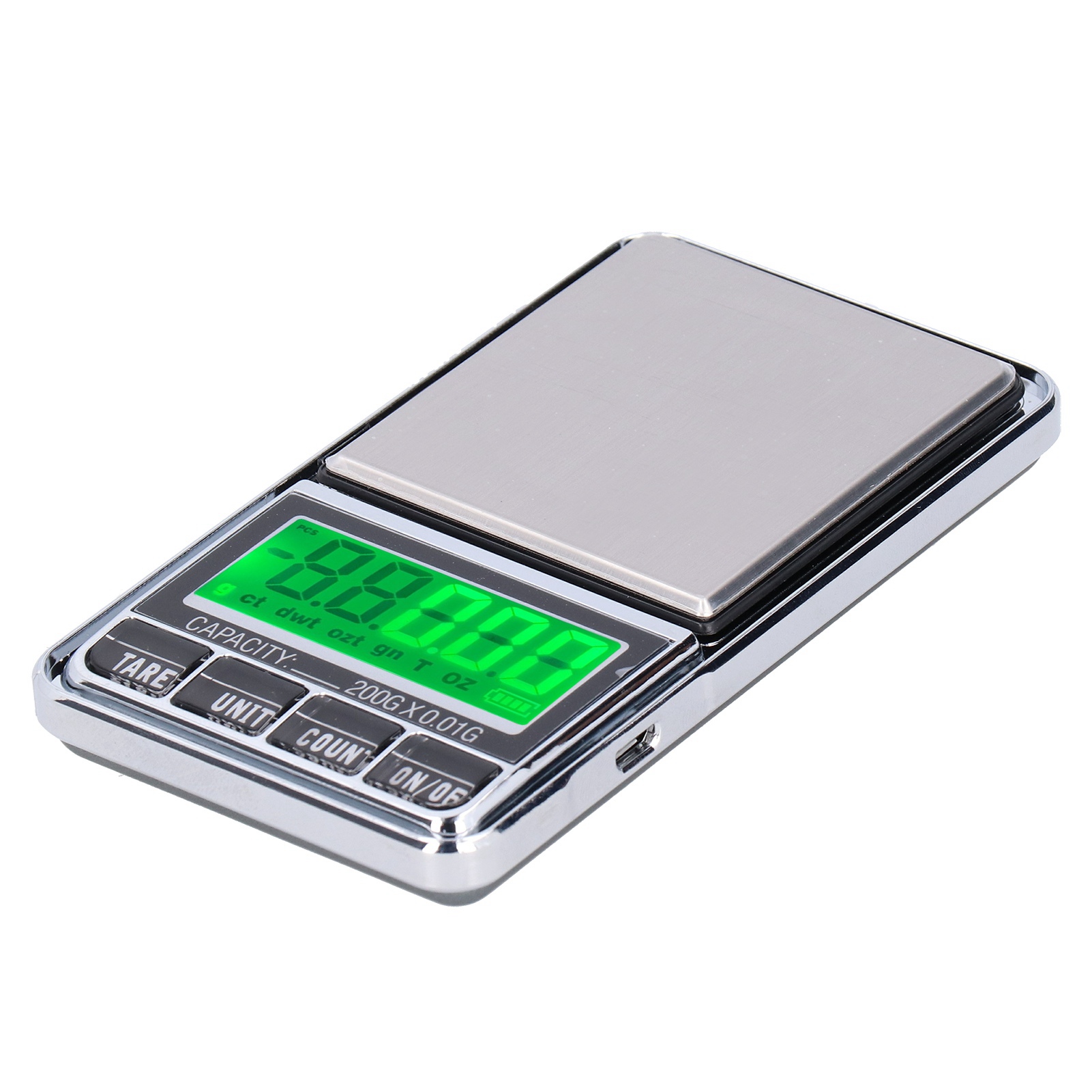 Digitale Schmuckwaage Im Taschenformat, Karatgenauigkeit 0,01/200 G, Mit Grün Hintergrundbeleuchtetem Lcd-display