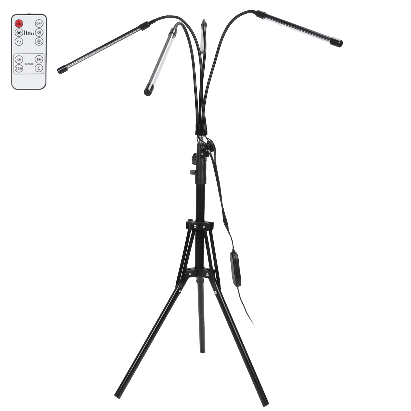 4-flammiges Led-pflanzenlampen-stativ Mit Fernbedienung, Timer Und Dimmfunktion, 100–240 V Eu-stecker, Pflanzenständer Für Den Innenbereich