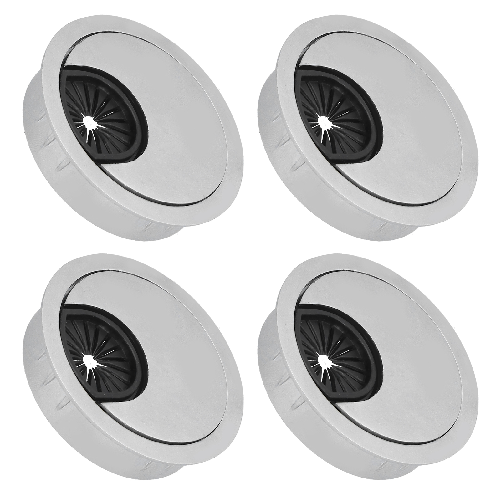 Set Mit 4 Kabeldurchführungen Für Den Schreibtisch, 50-mm-metallbürsten, Pc-kabelorganisatoren, Kabeldurchführungsabdeckungen.