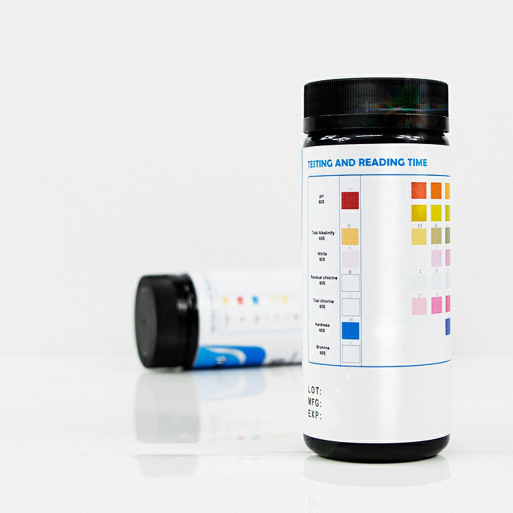 7-in-1-wasserqualitätsteststreifen: Härte, Ph-wert, Chlor, Nitrat, Nitrit, Alkalinität, Eisen. 100 Streifen Für Die Trinkwasseranalyse.