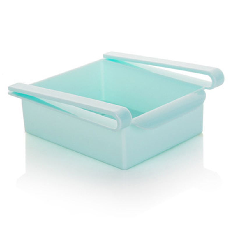 Set Aus 3 Ausziehbaren Kühlschrank-aufbewahrungsboxen, Blauen Kunststoff-schubladenbehältern Zur Aufbewahrung Von Frischen Lebensmitteln, Kühlschrank-organizer-ordner, Aufbewahrungskörben.