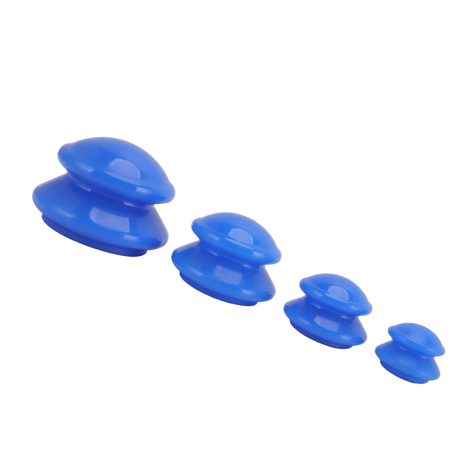 Set Mit 4 Leuchtend Blauen Silikon-schröpfgläsern, Für Die Schröpftherapie Mit Unterdruck, Für Den Professionellen Und Privaten Gebrauch