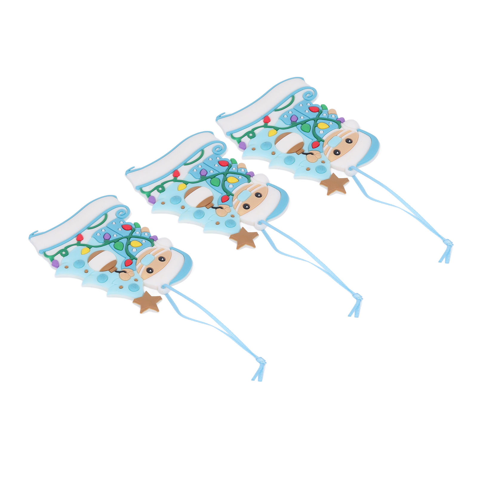 3er-set Weihnachtsbaummasken Mit Niedlichem Schneemann-anhänger, Hochwertiges Pvc Mit Schleife, Blaue Weihnachtsdekoration