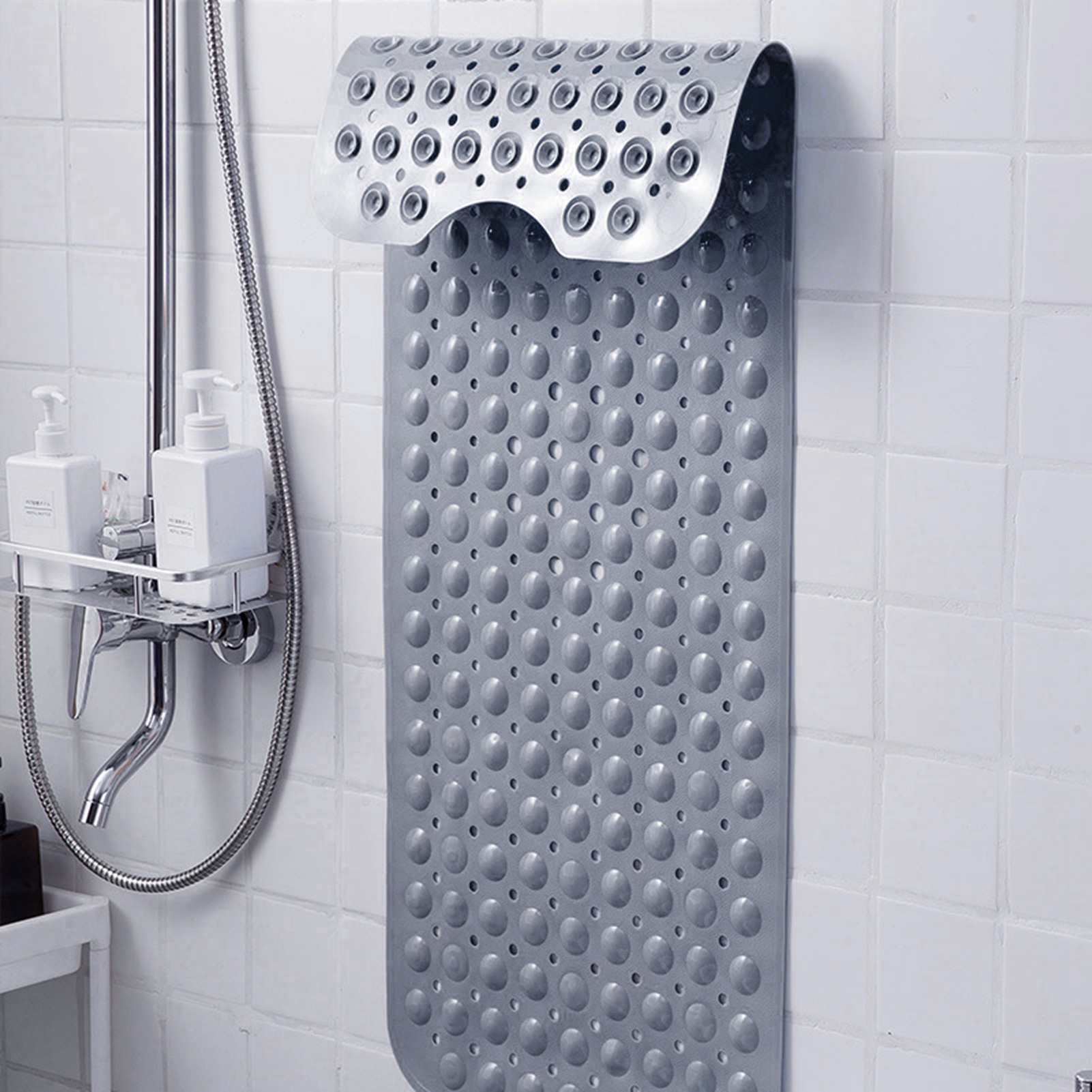 40 X 100 Cm Große, Rutschfeste Duschmatte Aus Pvc, Langer Streifen Mit Saugnäpfen Für Das Badezimmer, Grau