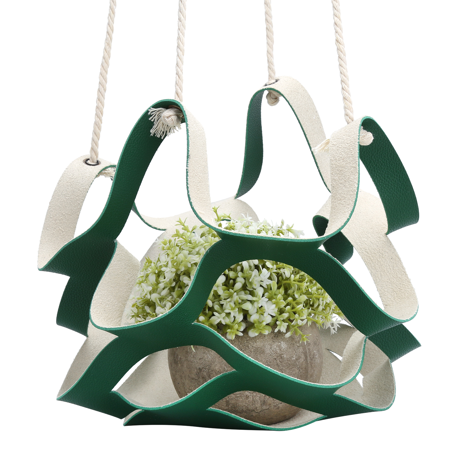 Set Aus Hängenden Blumentöpfen Aus Pu-leder, Wandpflanzenhalter, Dekoration Für Haus Und Garten