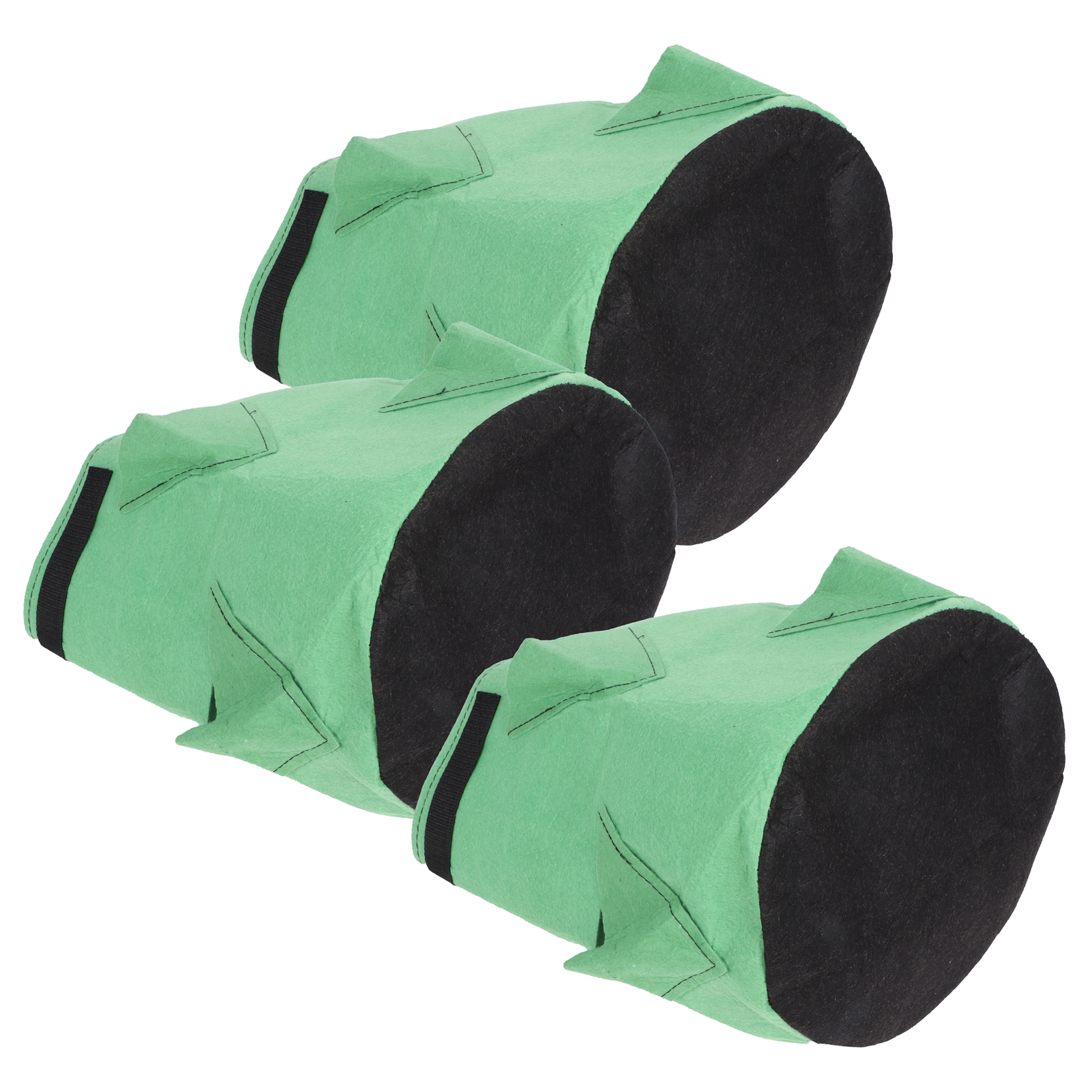 Set Mit 3 Grünen Filz-pflanzsäcken, 6 Löcher Für Erdbeeren, 26 L/7 Gallonen Für Den Gemüsegarten.