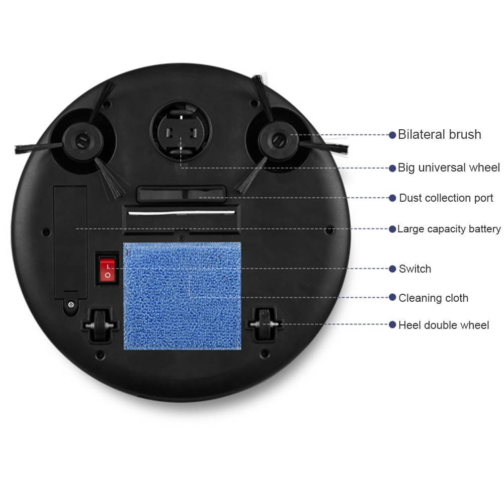 Intelligenter 3-in-1-saugroboter Mit 1200-mah-akku Und Automatischer Kehrfunktion Für Böden, Tierhaare Und Staub