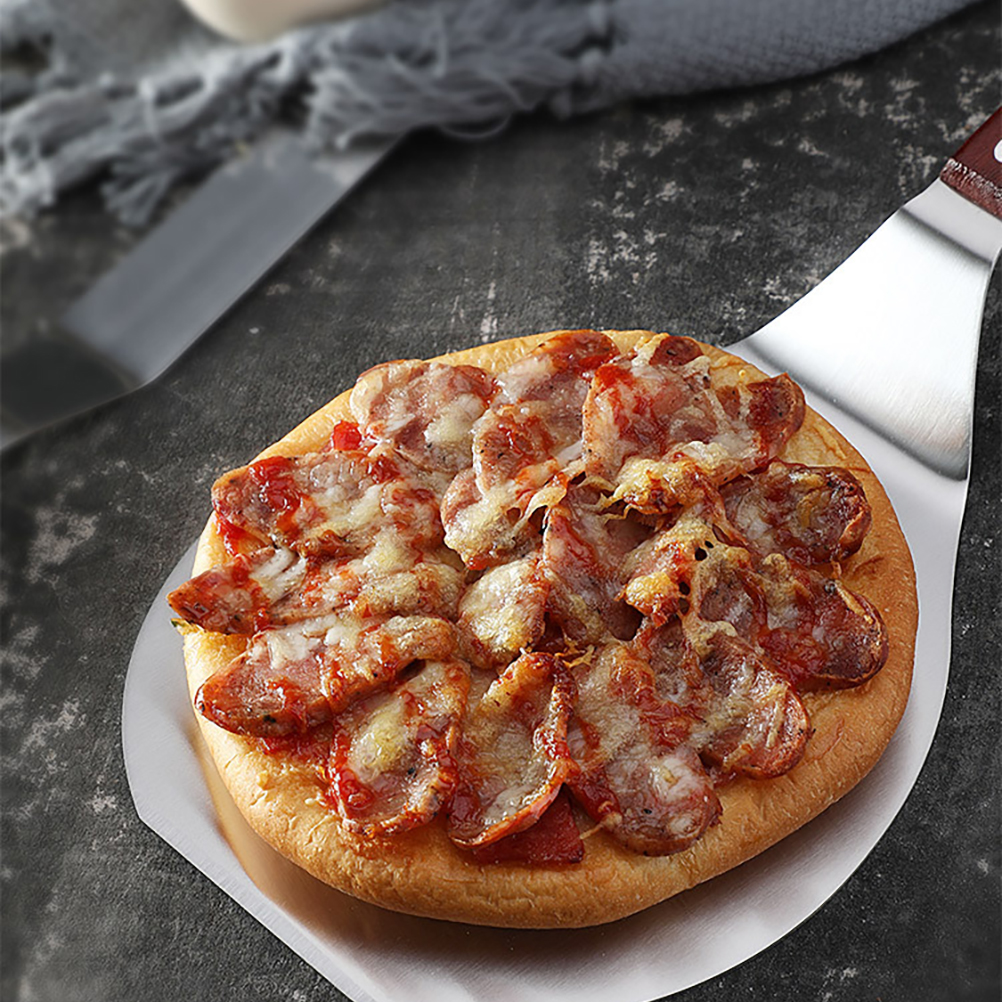 Pizzaschieber Aus Edelstahl Mit Holzgriff, Vielseitiger Metallspatel Für Kuchen, Transferwerkzeug