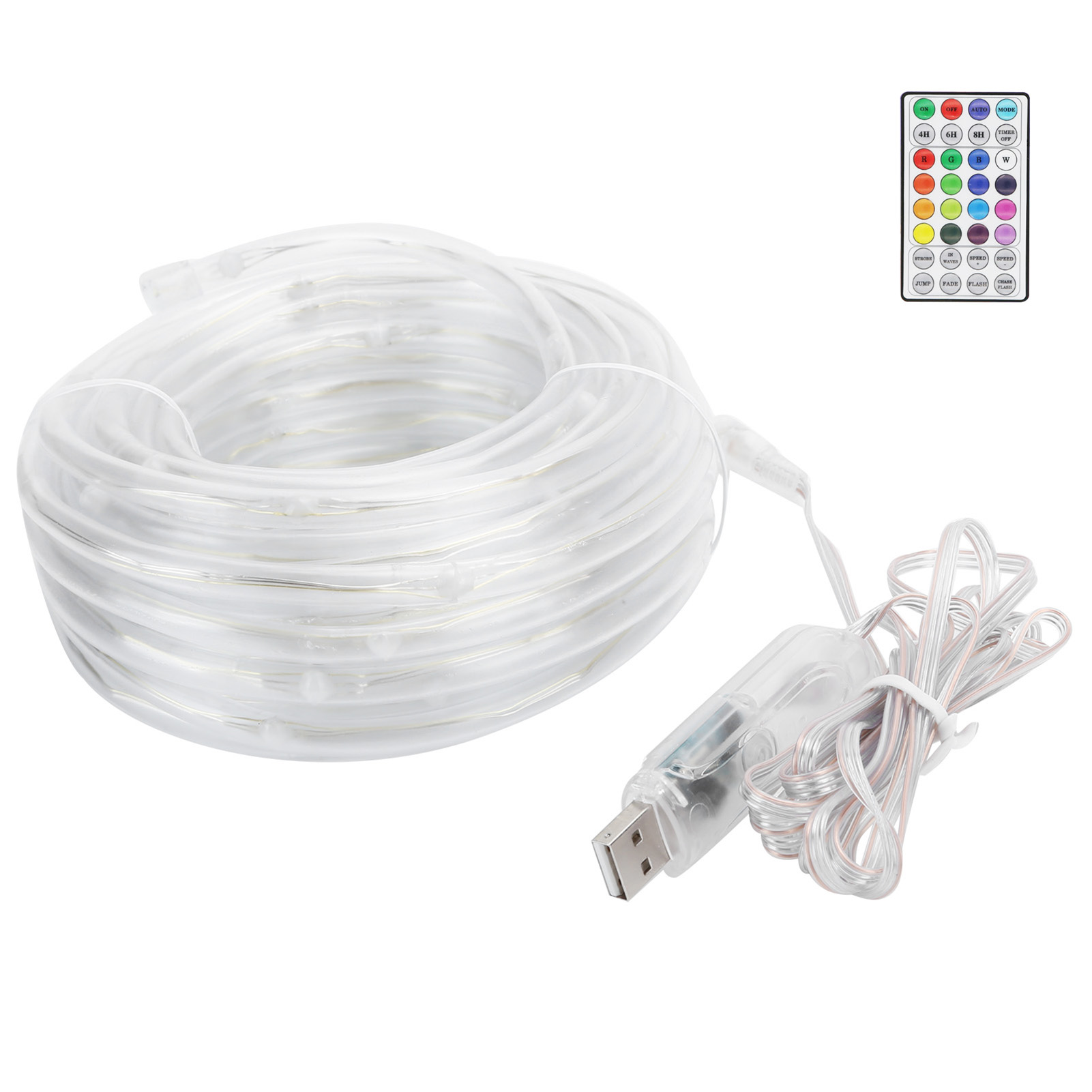 10 Meter Lange Rgb-led-lichterkette, Wasserdicht, Usb-betrieben, Mit Mehrfarbiger Fernbedienung Für Den Außenbereich