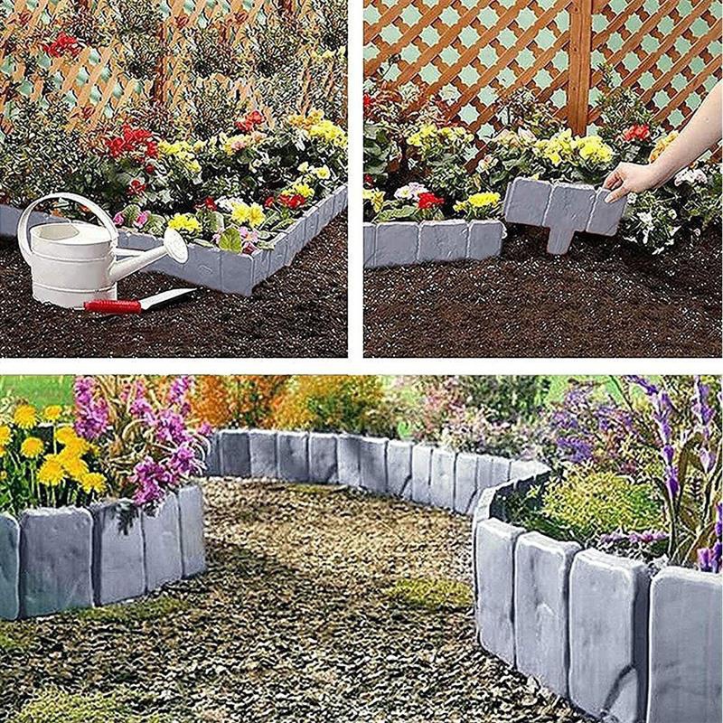 Gartenzaun, Kunststoff-einfassung In Steinoptik, Geeignet Für Blumen, Rasen Und Pflanzen, Dekorative Paneele, 10 Stück