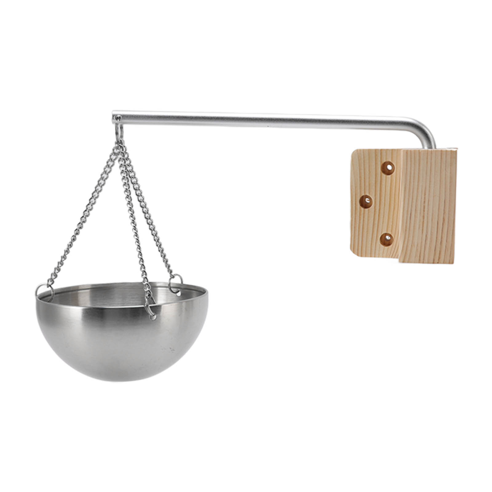 Saunakugel Aus Edelstahl, Hängender Aromatherapie-ölbecher Mit Holzblock, Für Saunakabinen, Größe S 12 Cm