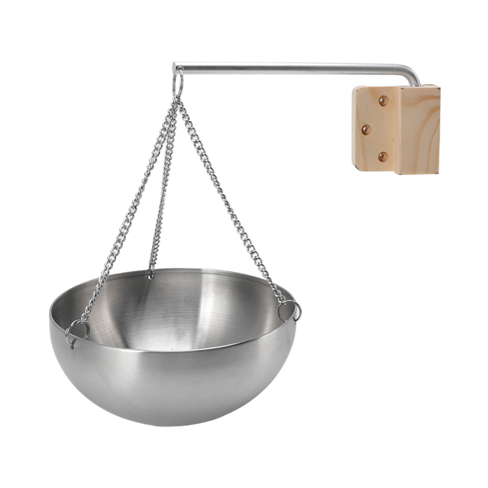 Saunaschale Aus Edelstahl, Hängender Aromatherapie-ölbecher Mit Holzblock, Für Saunakabinen, Größe L 20 Cm