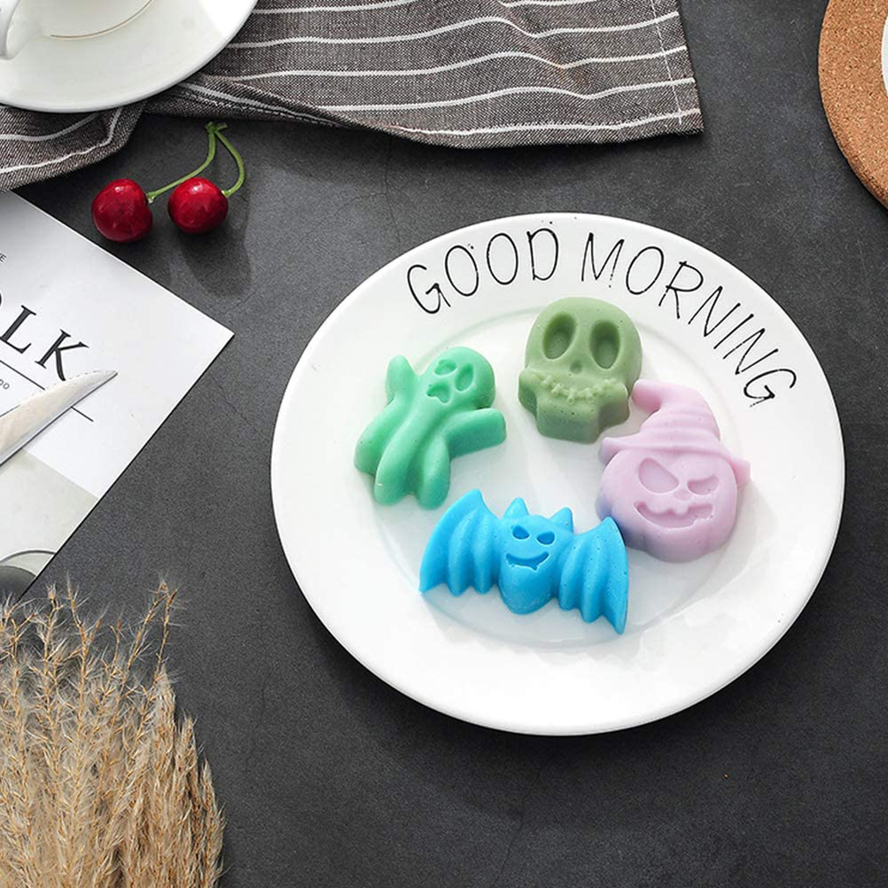 Halloween-silikonform Mit 6 Mulden, Geister-, Kürbis- Und Fledermausmotiv Diy-backform Für Seife, Süßigkeiten Und Schokolade.