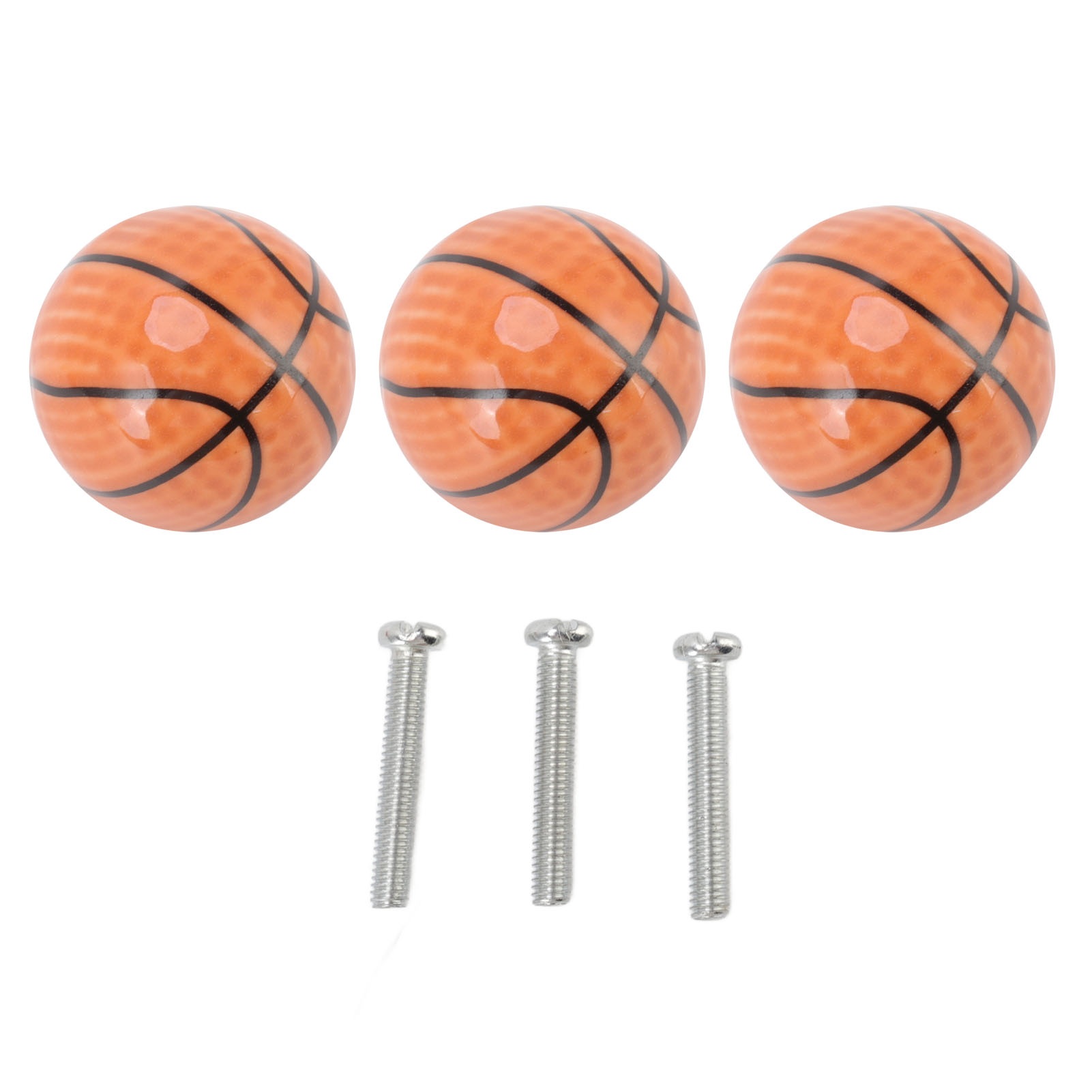 Set Aus 3 Keramikgriffen Für Schubladen Und Schränke, Basketballform, Einlochiger Knauf, Ideal Für Küche Und Haushalt.