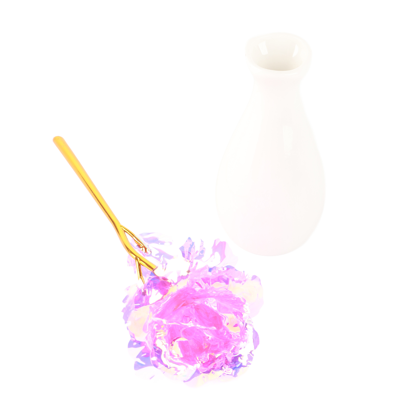 Leuchtende Geschenkbox Mit Goldenen Blättern Und Rosenmotiven, Geschenk Zum Valentinstag Und Muttertag.