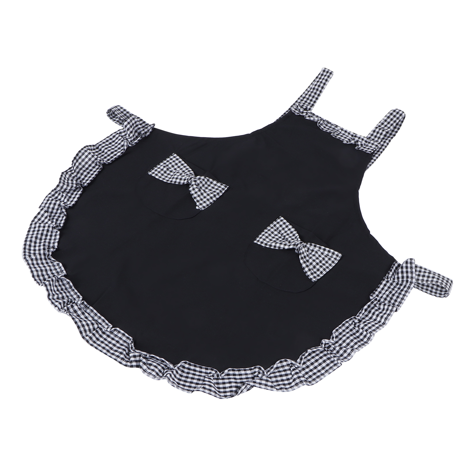 Vintage-damenschürze Mit Spitzenschleife Und Tasche, Schwarzes Küchenaccessoire, Retro-küchenschürze