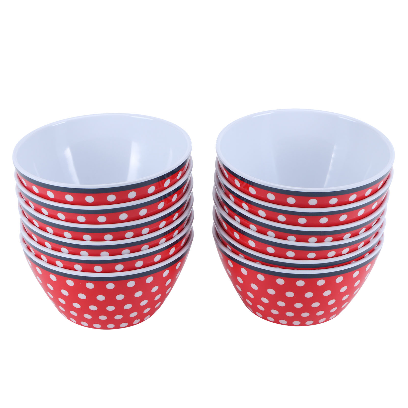 12-teiliges Salatschüssel-set, 15 Cm, Servierschüsseln In Porzellanoptik, Rotes Geschirr