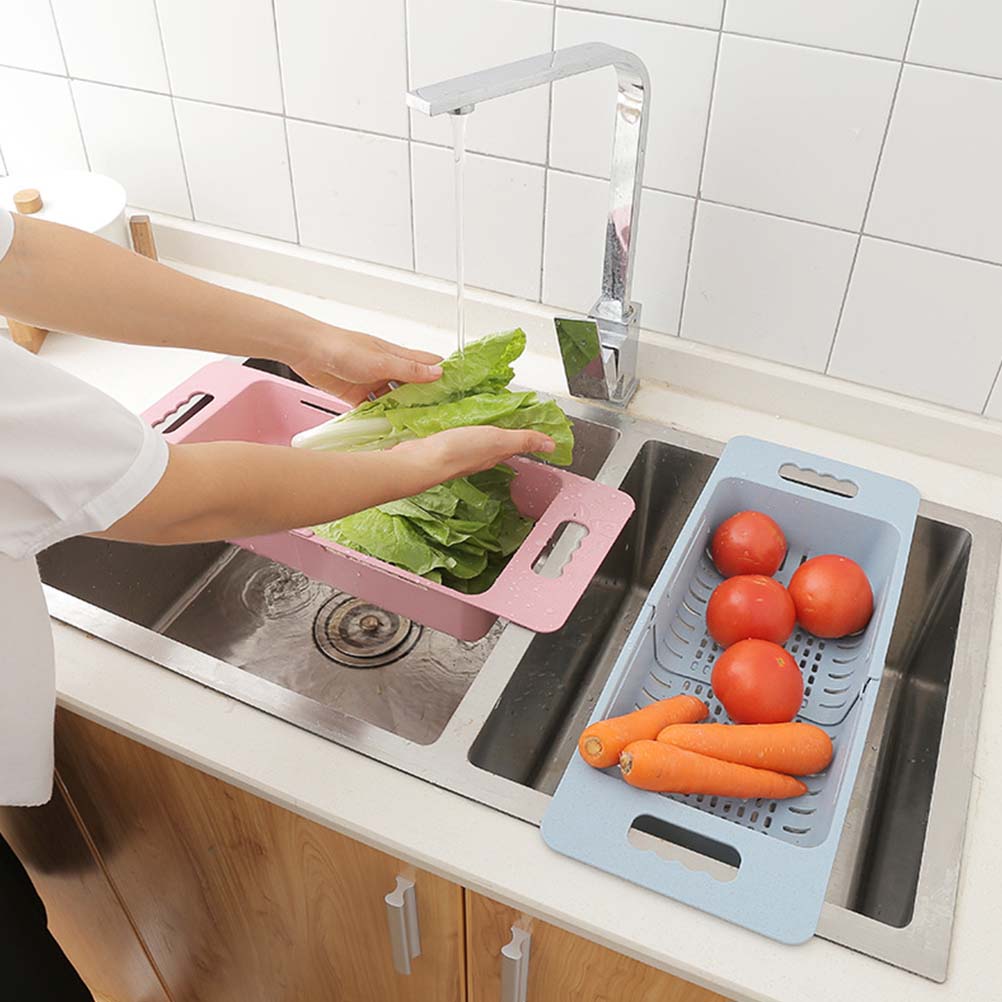 Verstellbarer Obst- Und Gemüseabtropfkorb, 1 Stück, Abtropfkorb Für Spülbecken, Küchenzubehör.
