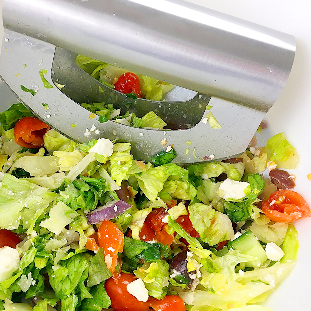 Doppelklingen-salatmesser Aus Edelstahl Mit Rutschfestem Griff, Küchenhelfer
