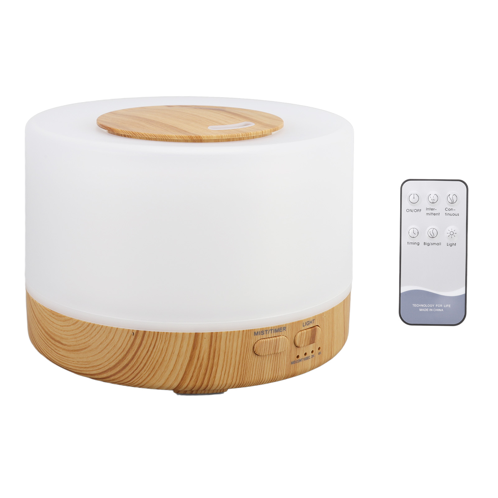 500-ml-tischluftbefeuchter, Holzoptik, 7 Led-farben, Leiser Betrieb (35 Db), Fernbedienung, Aromatherapie-diffusor, 100–240-v-eu-stecker