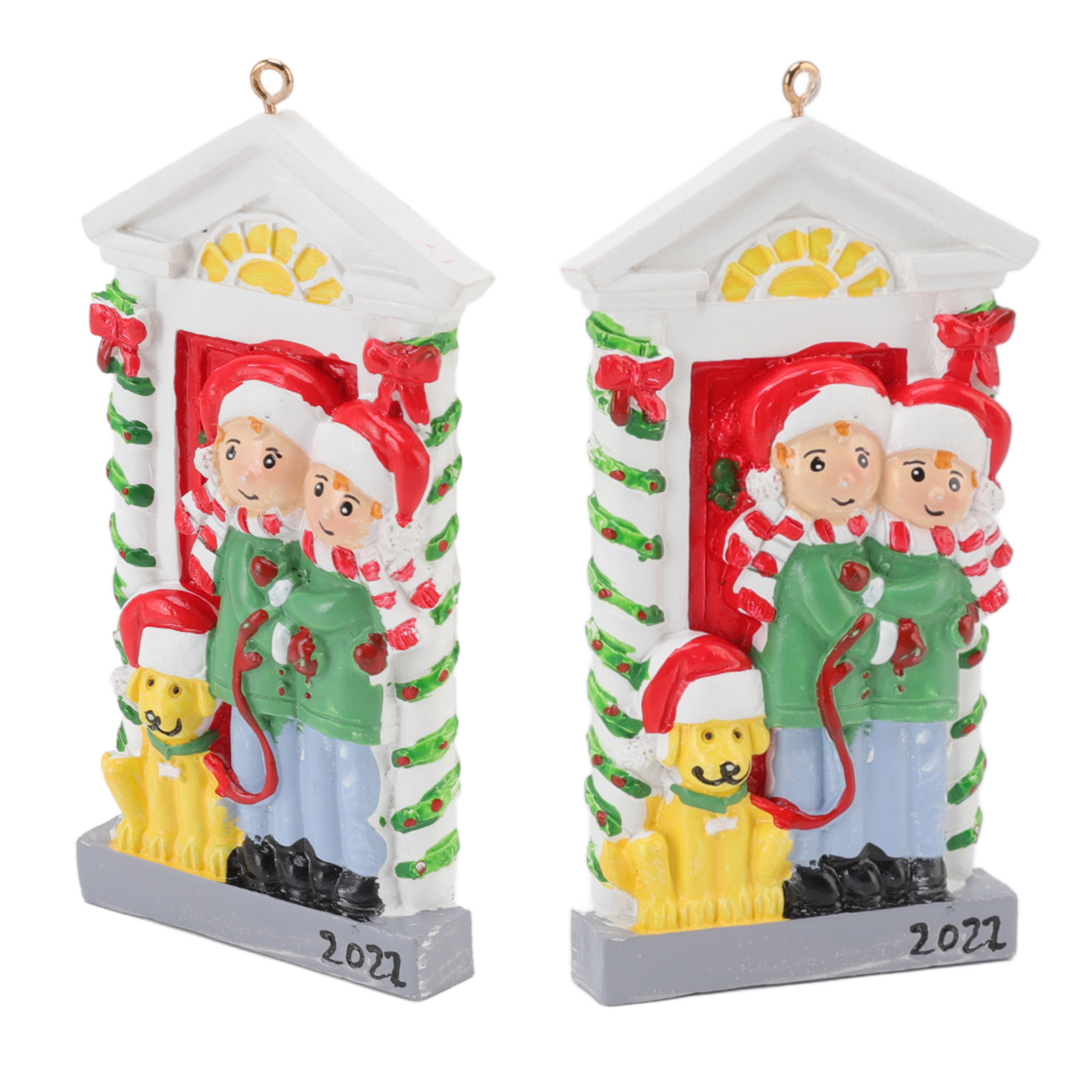 Weihnachtsbaumschmuck, Wetterfest, Handbemalter Harzanhänger Für Garten, Terrasse, Hof, 2er-set