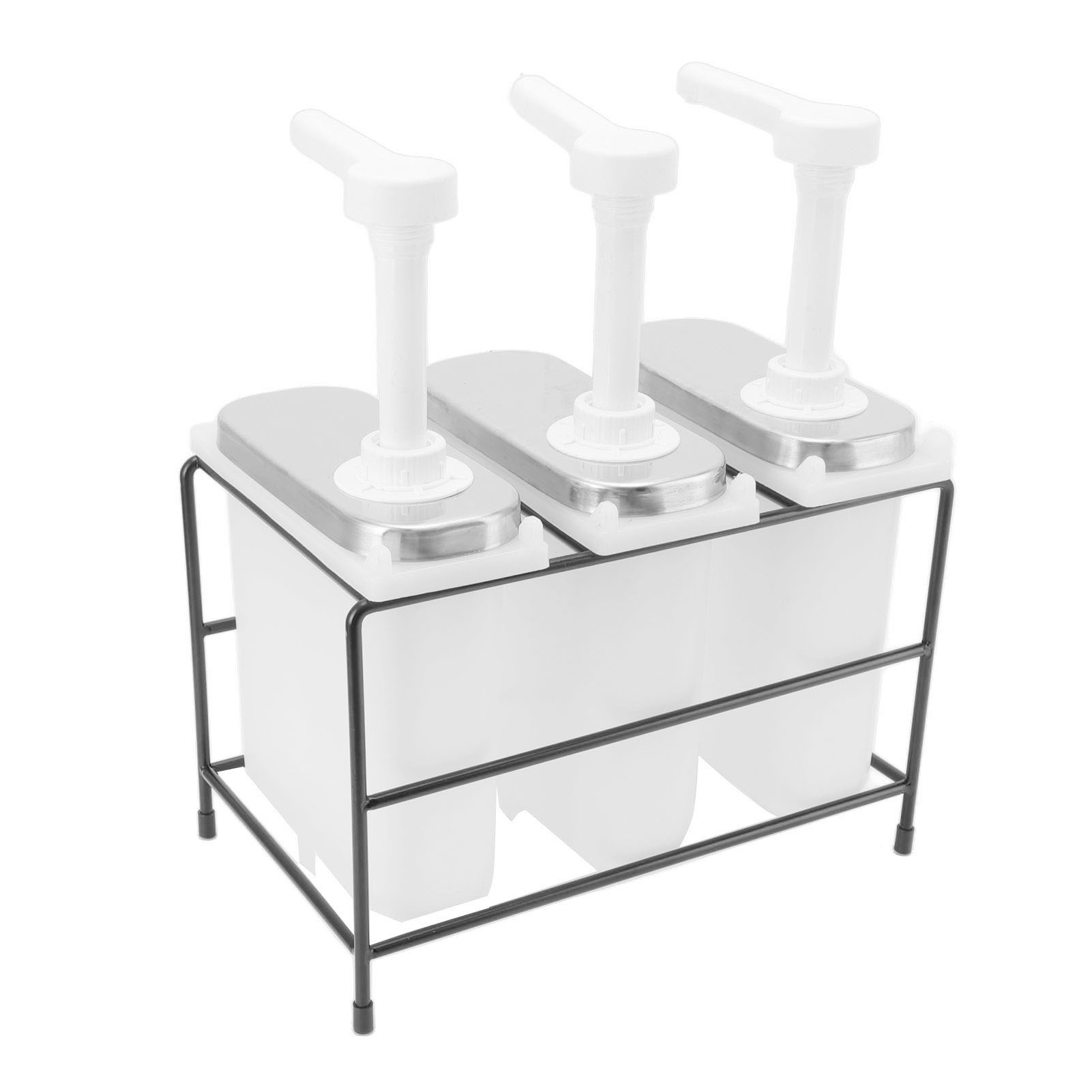 Dosierpumpe Für Gewürze Und Sirup, 3-teiliger Spender Mit Eisenrahmen, 2 L, 40 X 18,5 X 35 Cm