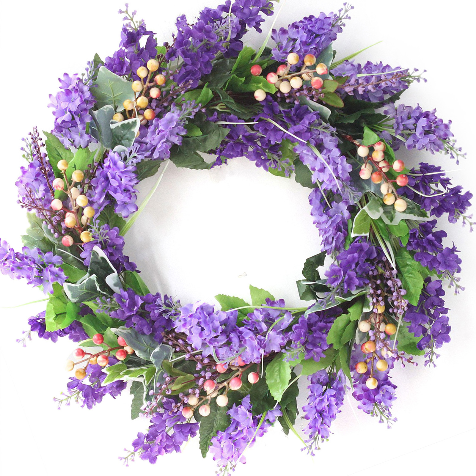 Künstlicher Lavendelkranz Aus Seidenstoff, Blumendekoration Für Die Haustür